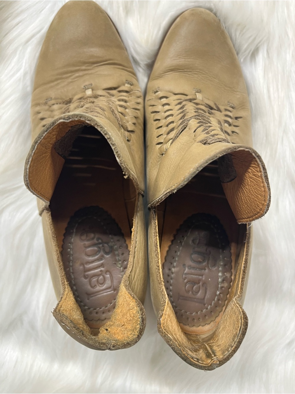 Anthropologie Latigo Kick Booties woven ankle brown leather boot size 6 women’s - Picture 5 of 7